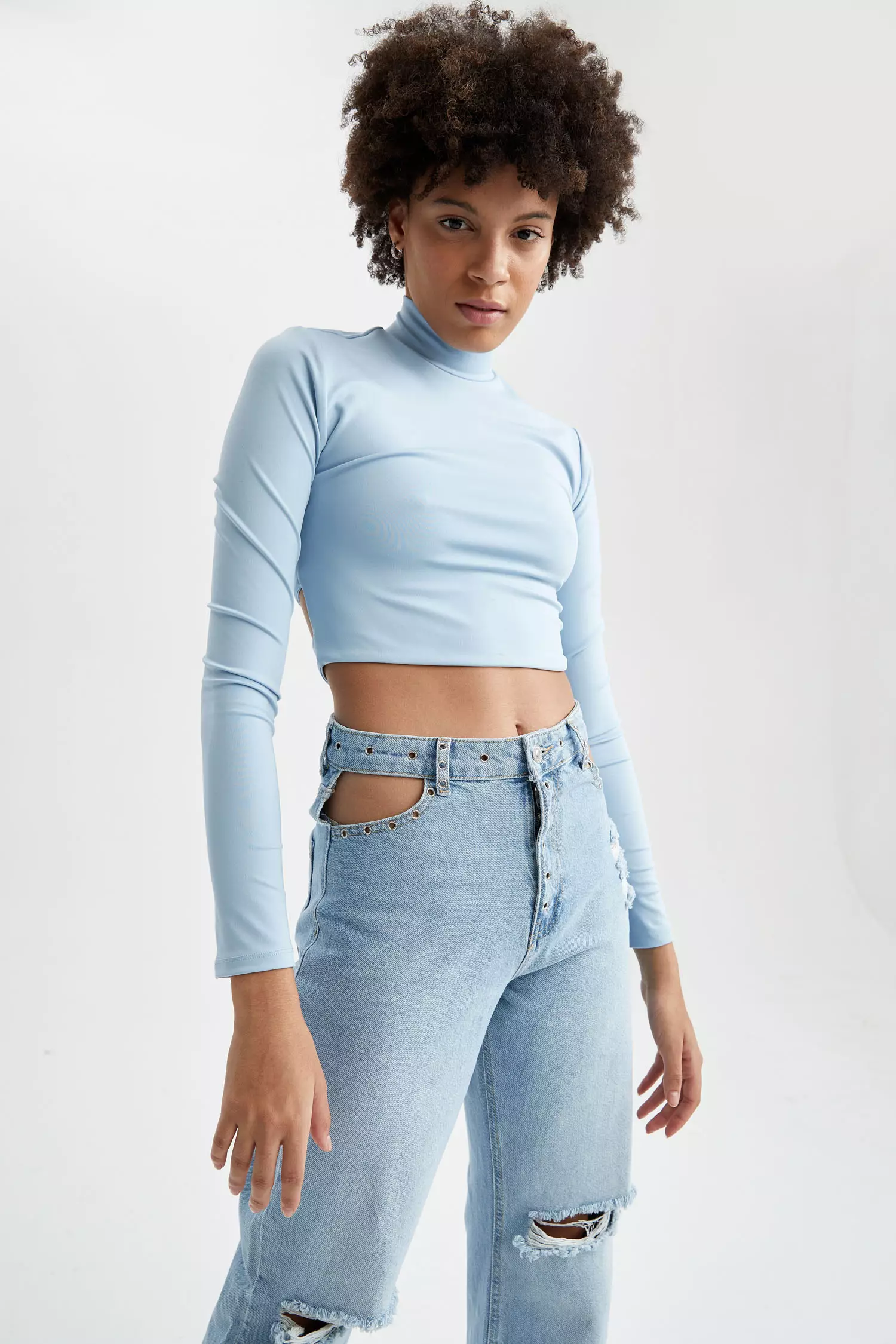 Fitted Long Sleeve Camisole Crop Top