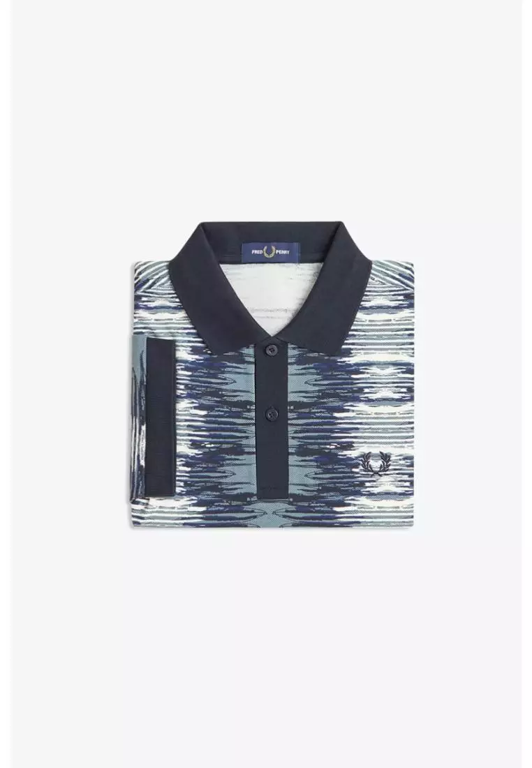 Fred Perry M1633 Soundwave Glitch Polo Shirt (Stockport Blue)
