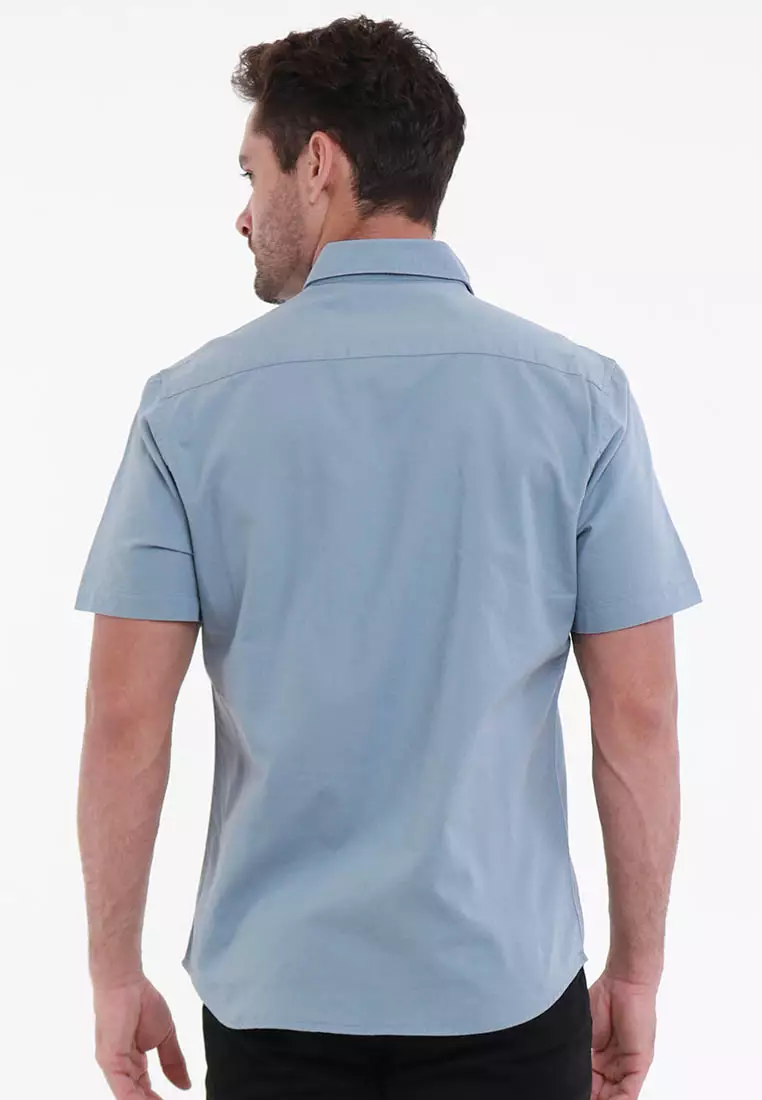 MAGINOT OXFORD 2.0 BLUE Kemeja Casual Slim Fit Lengan Pendek