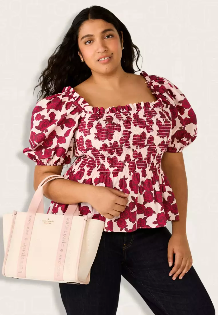 Kate Spade Kip Canvas Small Tote Rose Smoke Multi