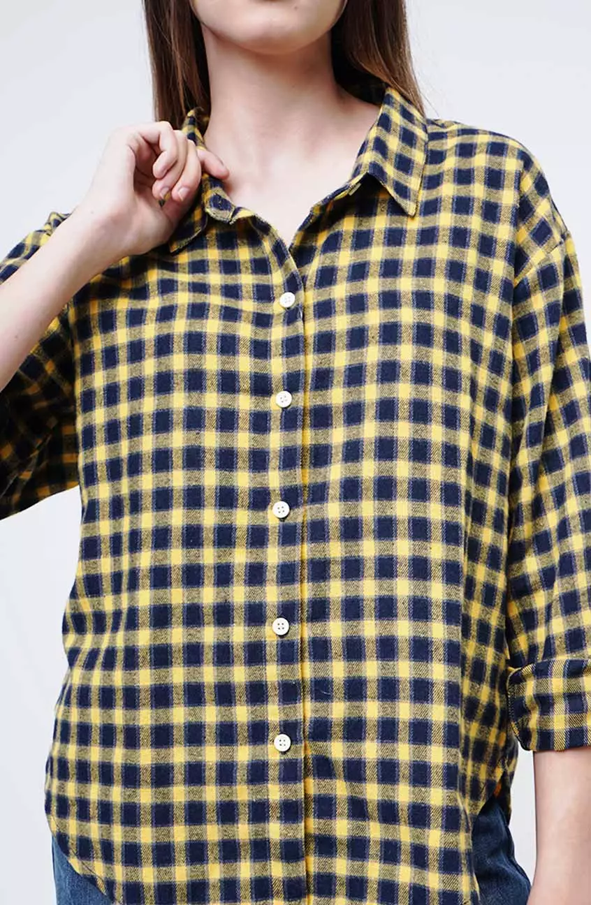 Kemeja Wanita Stacia Navy Yellow