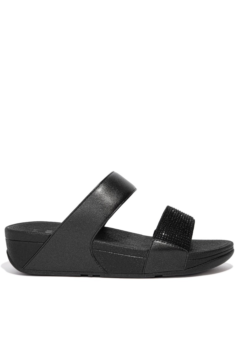 FitFlop LULU Women's Crystal Slides - All Black (EC4-090)