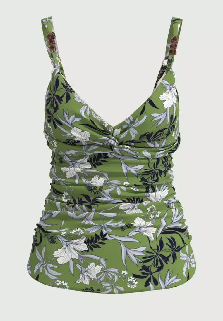 Wild Hibiscus Sea Green Plus Cup Tankini