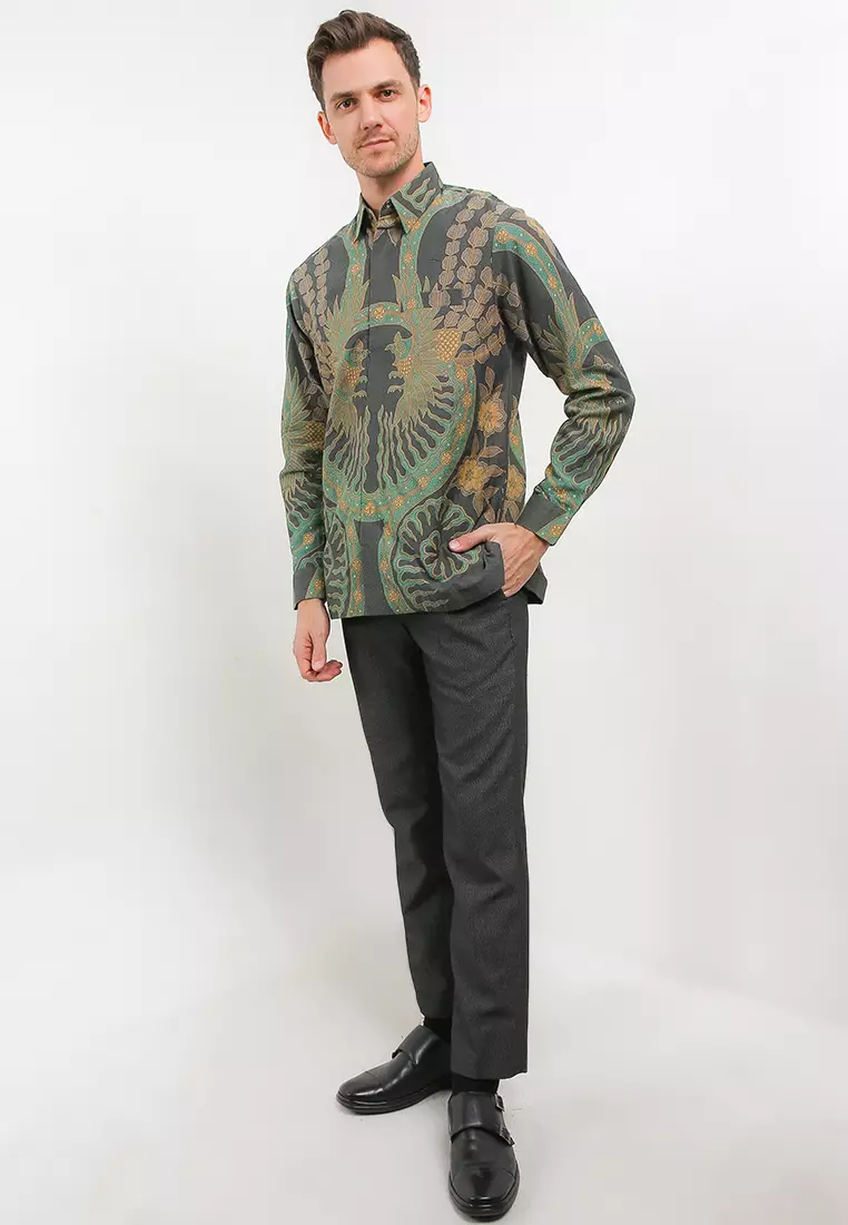 BATIK TALENTA EXCLUSIVE Lengan panjang DOBBY BURUNG HIJAU