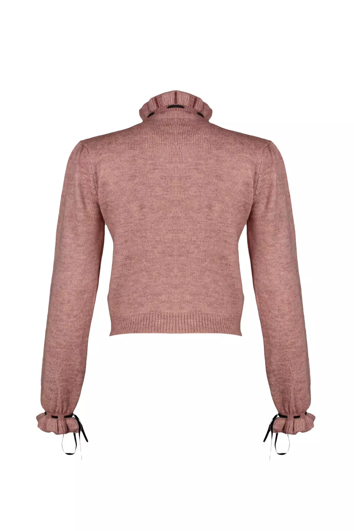 Soft Textured Dried Rose Knitwear Sweater - Openwork And Bow Detail Twoaw21Kz2355