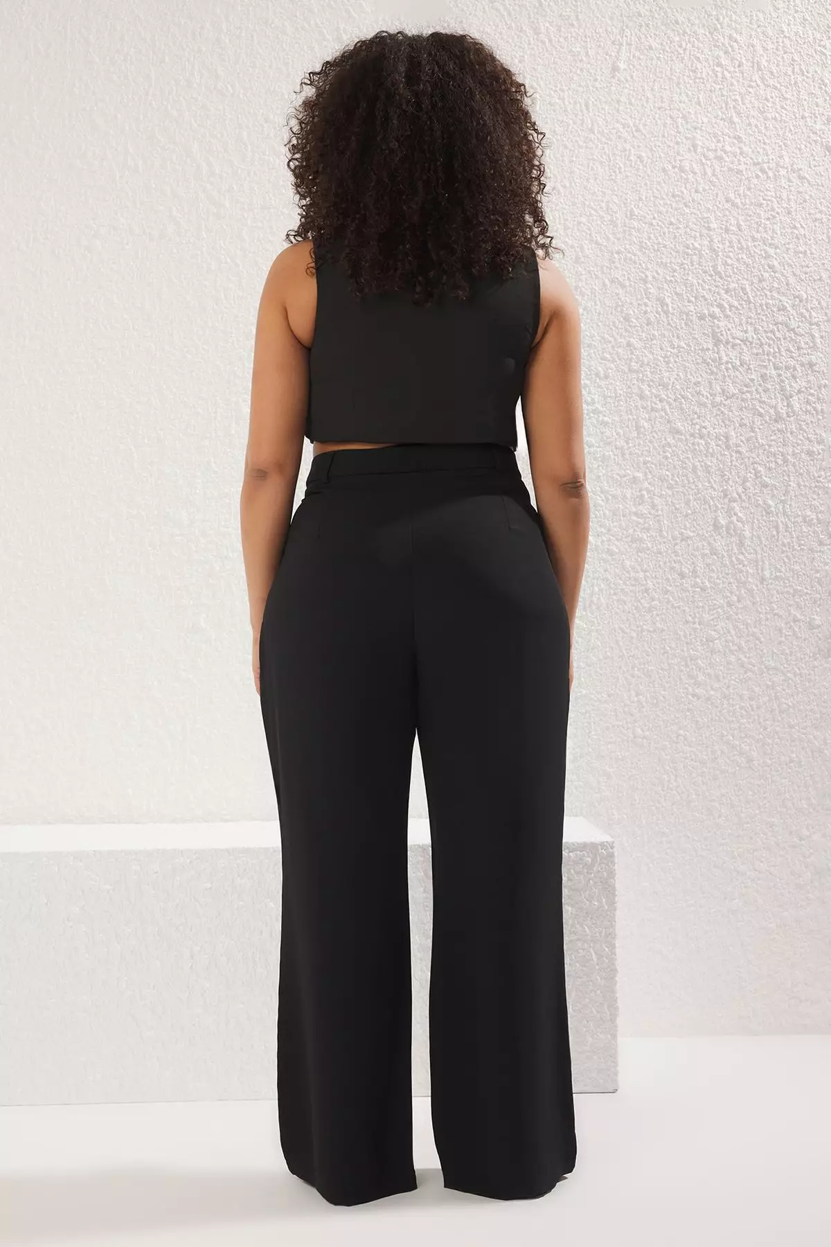 High Waist Wide Leg Pleated Trousers