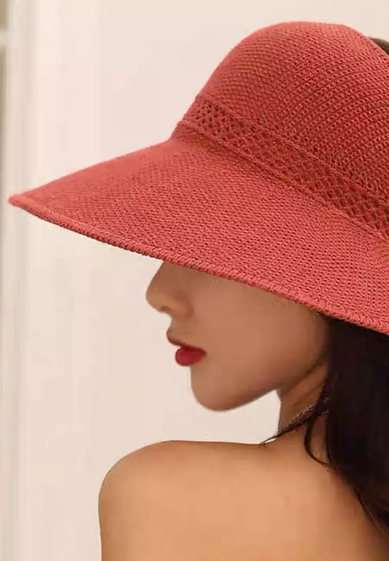 Bow Hollow Big Brim Folding Sunshade Fisherman Caps A22062408RD