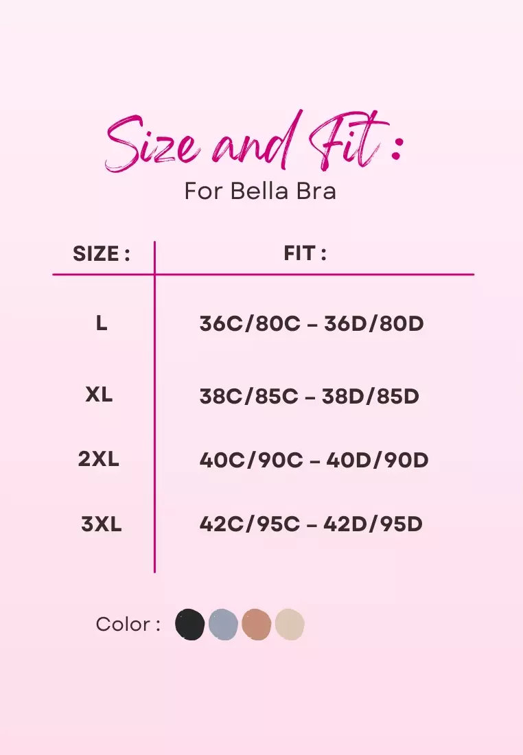 2 Pack Premium Bella Plus Size Seamless Wireless Paded Push Up Bra in Nude and Black