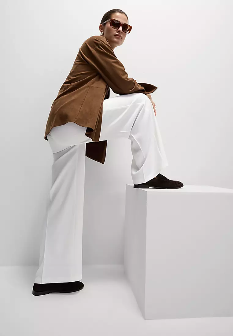 Crepe Elasticated Waist Wide Leg Trousers