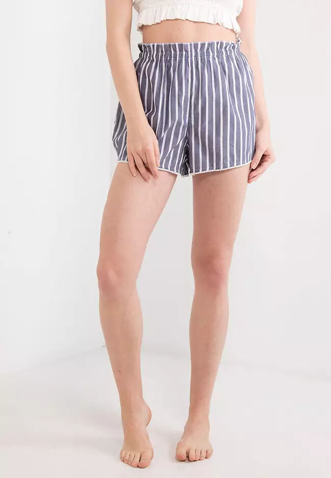 American eagle blue and white striped shorts sale