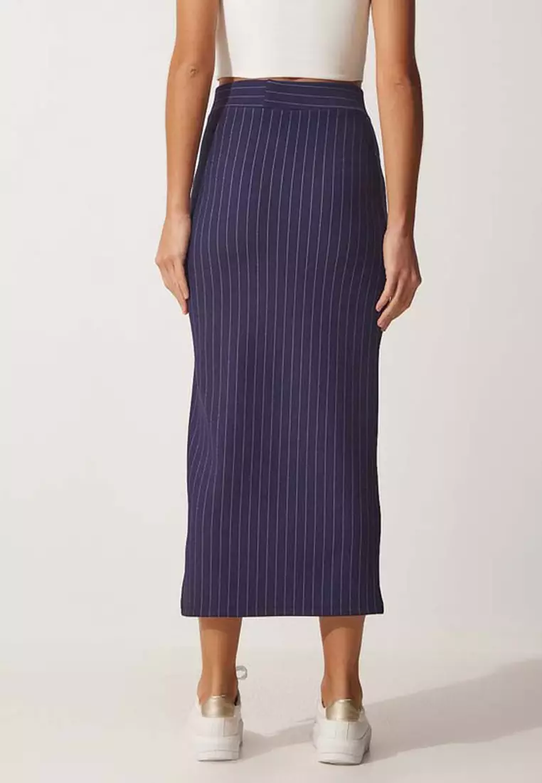 Pinstripe Knitted Pencil Skirt