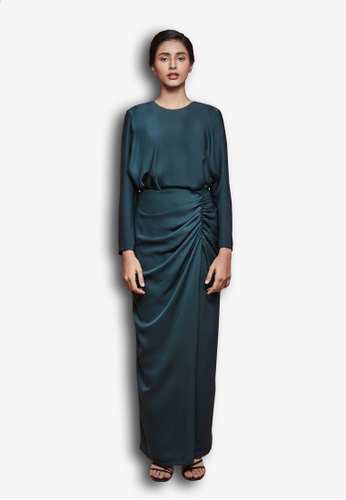 Buy Hanya Ave Drape Kurung In Emerald Green 2021 Online Zalora Singapore