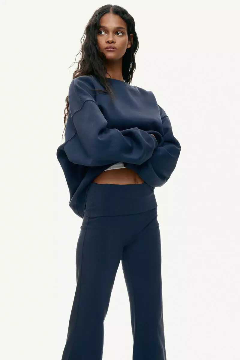 Foldover-waist cotton trousers