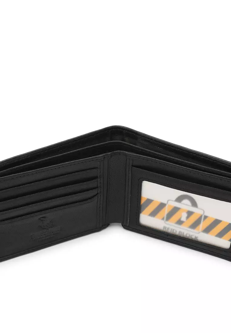 Genuine Leather RFID Short Wallet - Black