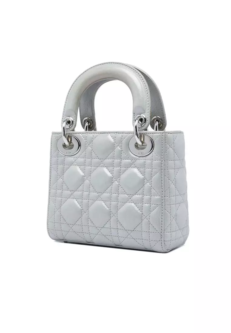 Pre-Loved Dior Mini Iridescent Lambskin Cannage Lady Dior