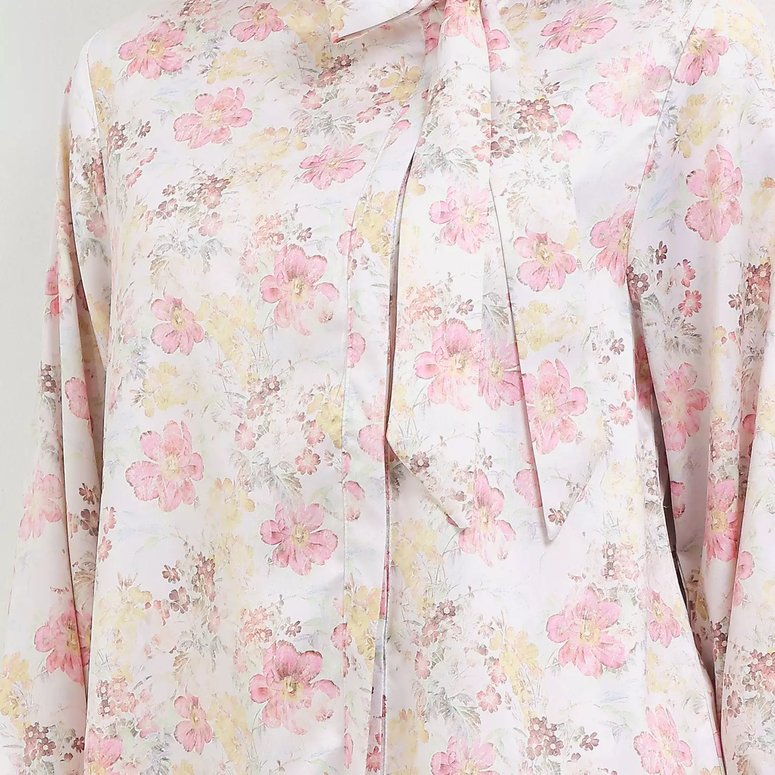 MFMW Aycel Atasan Blouse Satin Pink Motif Bunga