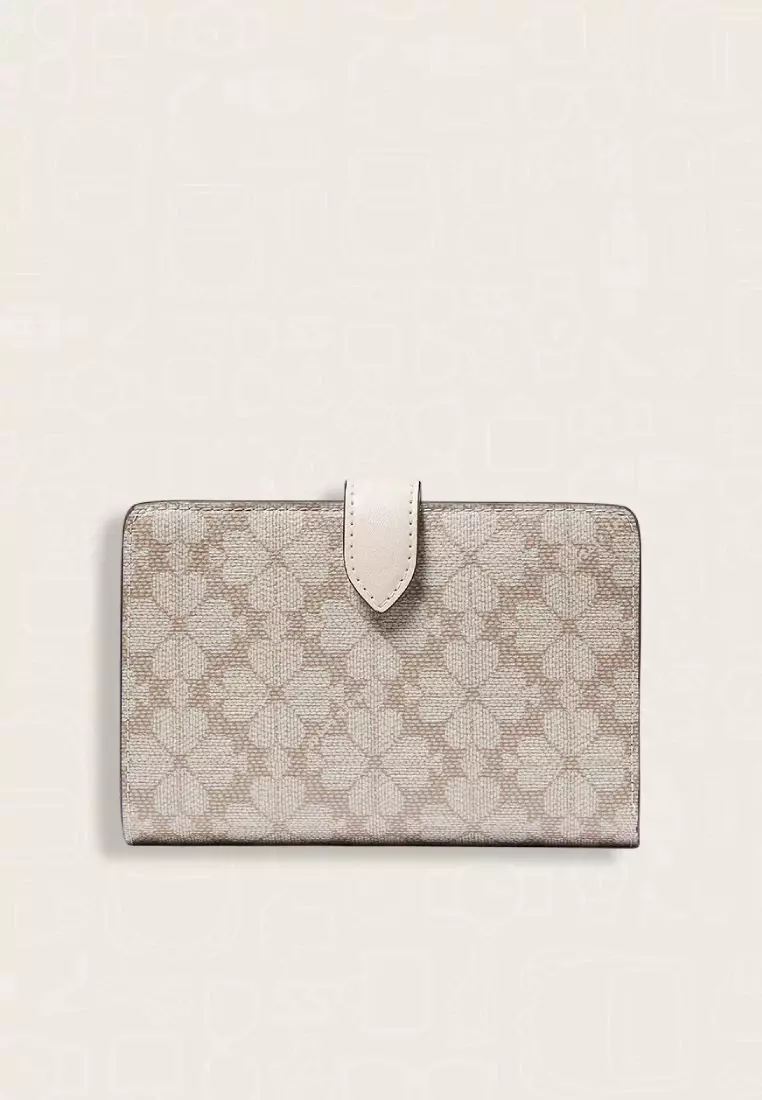Kate Spade Spade Flower Medium Bifold Wallet Dark Beige