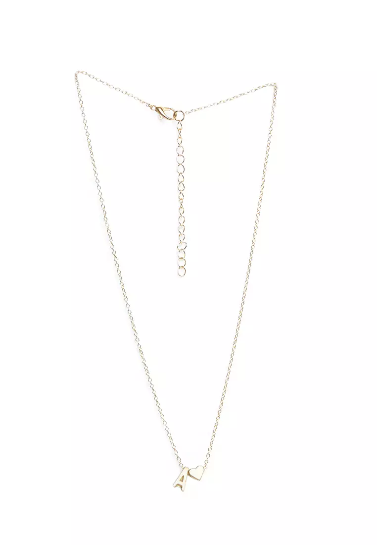 Kalung Rantai Huruf Pendant Necklace Perhiasan Wanita Premium Quality - Gold A