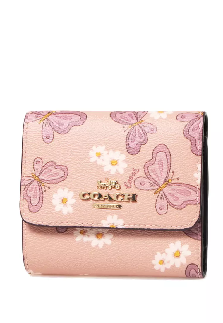 Coach Small Trifold Wallet With Lovely Butterfly Print