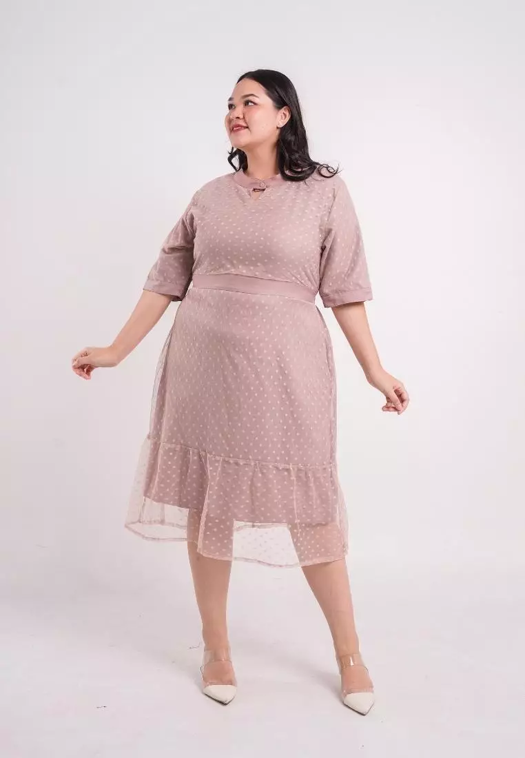 Plus Size Party Dress Juliette Nude Pink