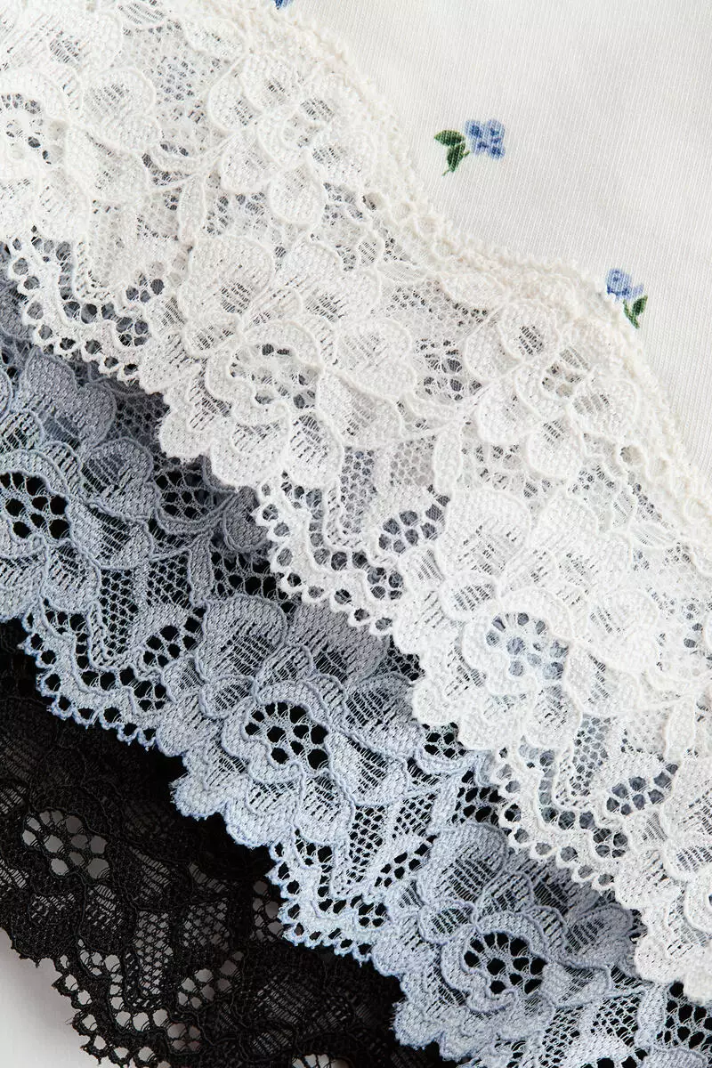 3-pack cotton and lace hipster briefs