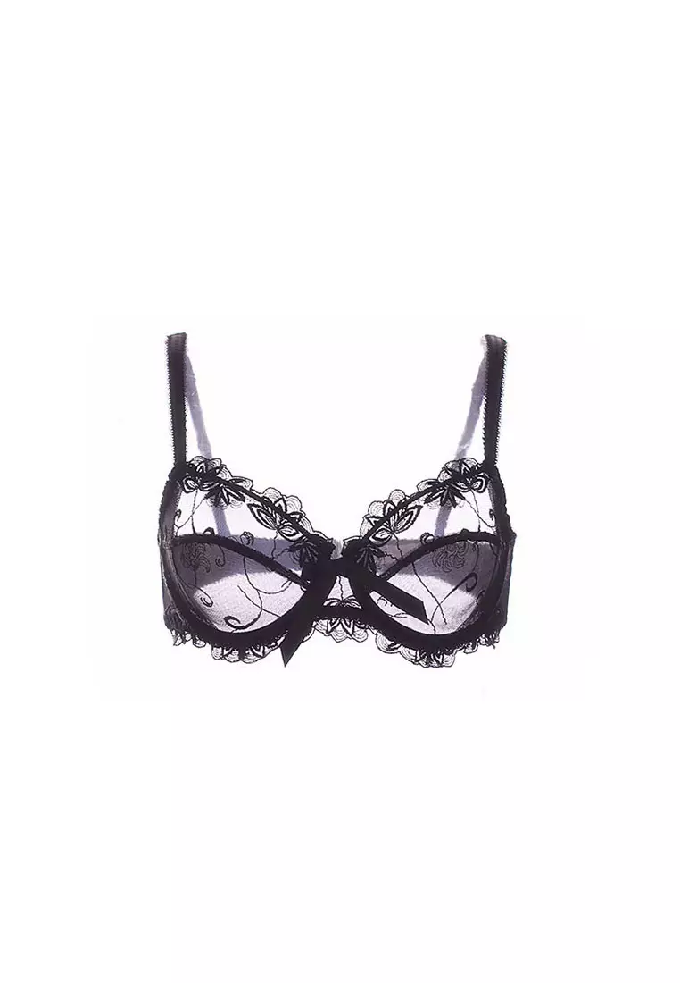 Buy ZITIQUE Women's 3/4 Cup Ultra-thin Lace Lingerie Set (Bra And