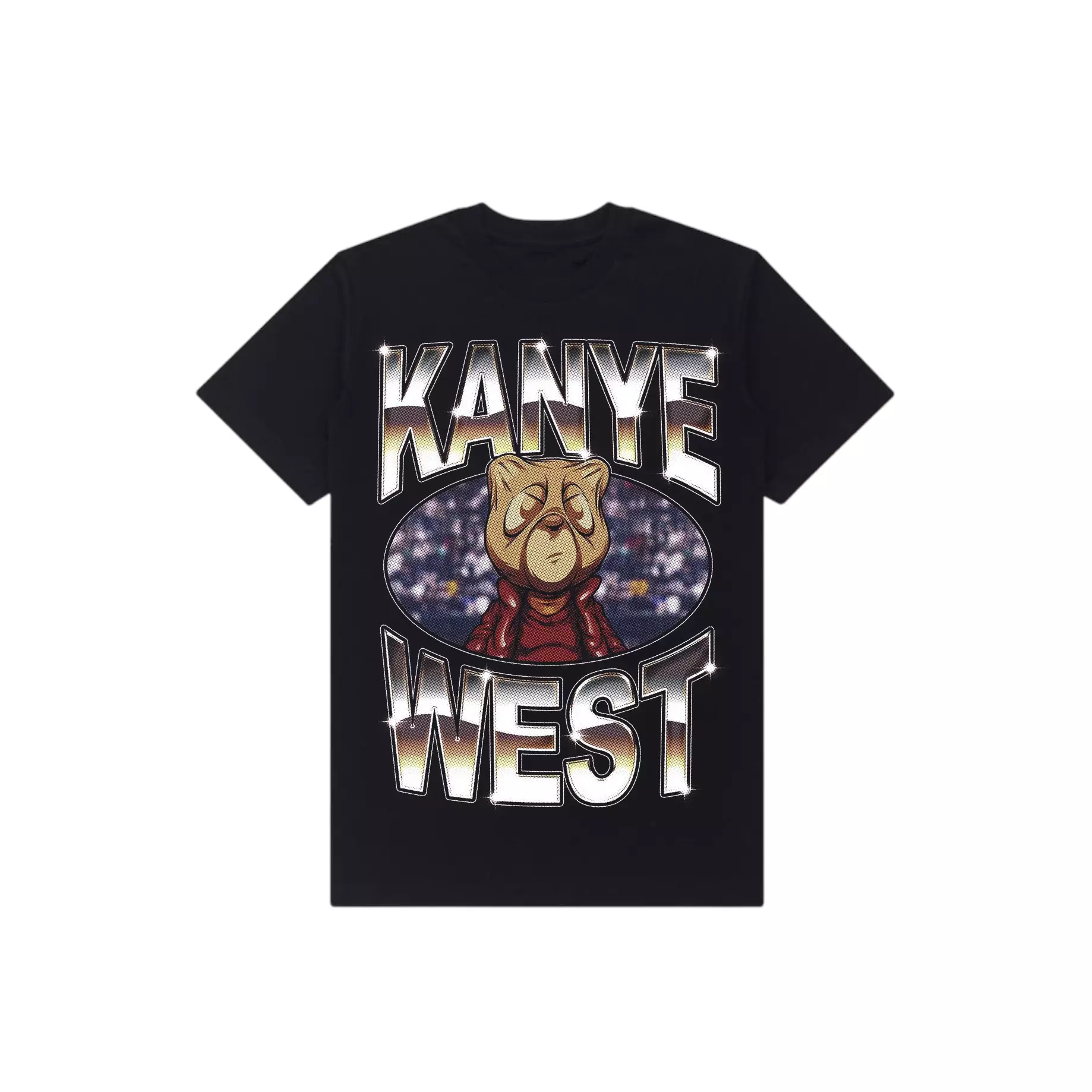 Ossu T-Shirt Kanye West Rapper Teddy Bear Black Cotton Combed 24S