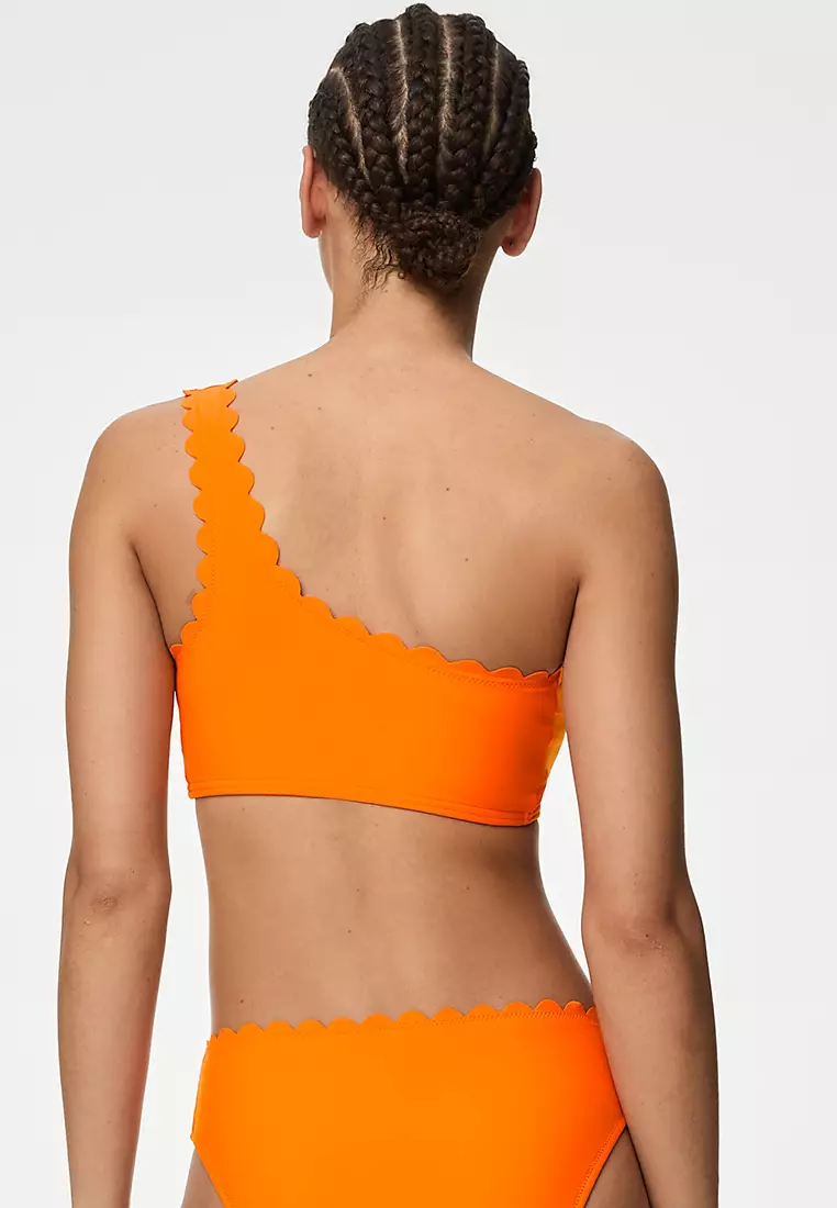 Neoprene Scallop One Shoulder Bikini Top