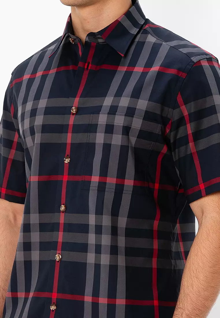 【送料込み】Burberry★CLAVERDON BURBERRY】CLAVERDON 半袖チェックコットンシャツ