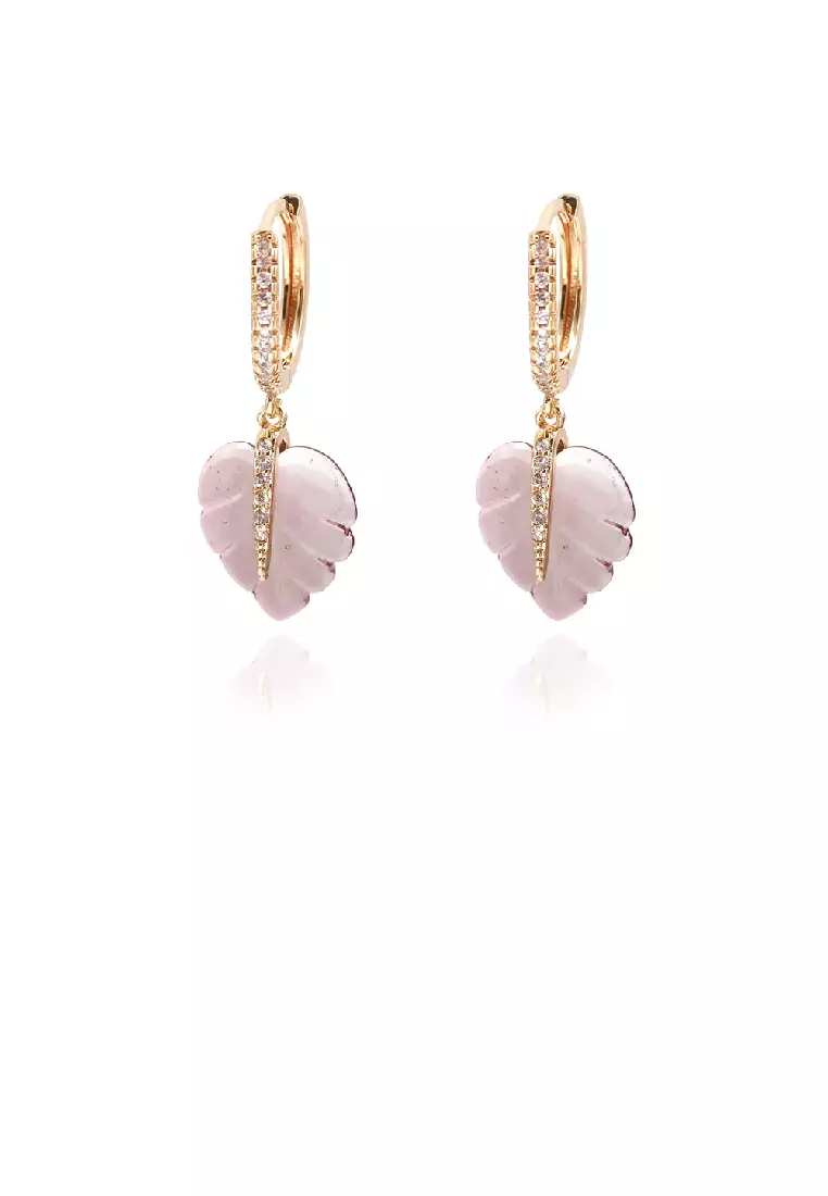 Pandora rose pink murano on sale glass leaf hoop earrings