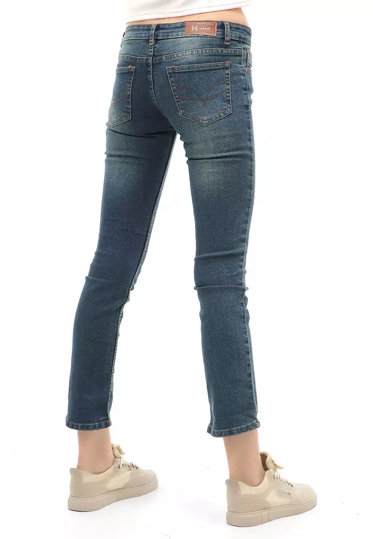 Jourel Long Pants Celana Panjang Jeans Cutbray Wanita Material Denim ORIGINAL - Blue Gray