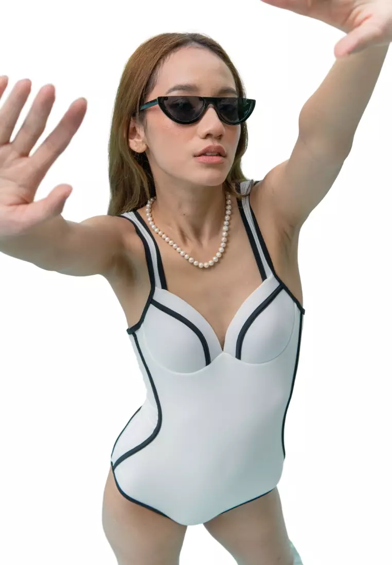 White underwire one piece swimsuit new arrivals
