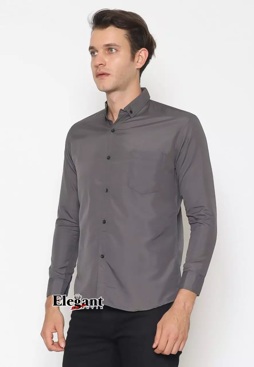 Kemeja Polos Abu-Abu Premium Slimfit Elegant