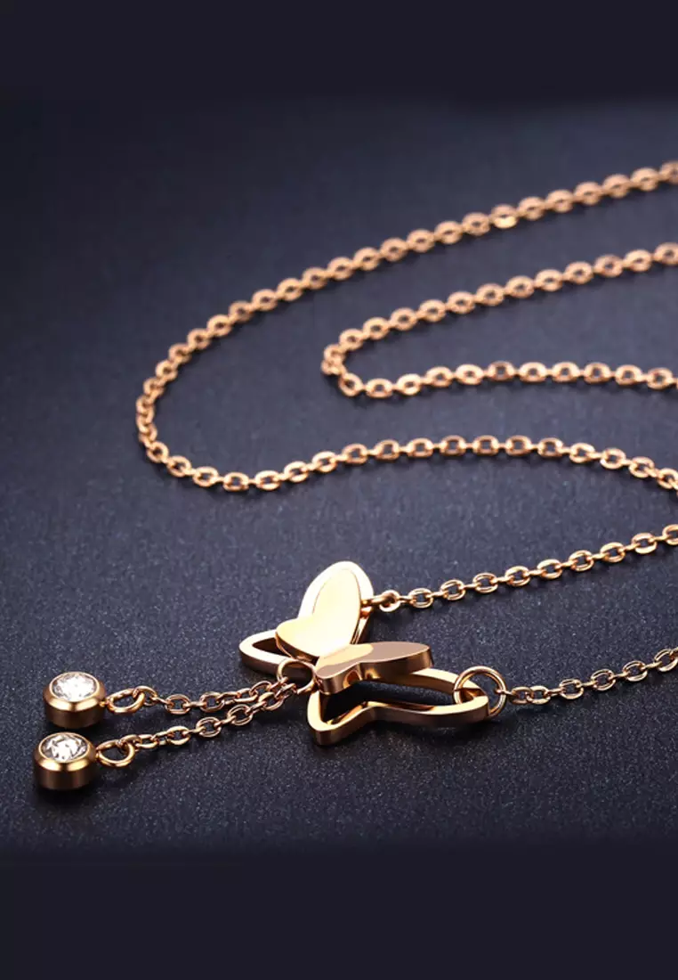 Chimaera Birdwing Necklace in Rose Gold