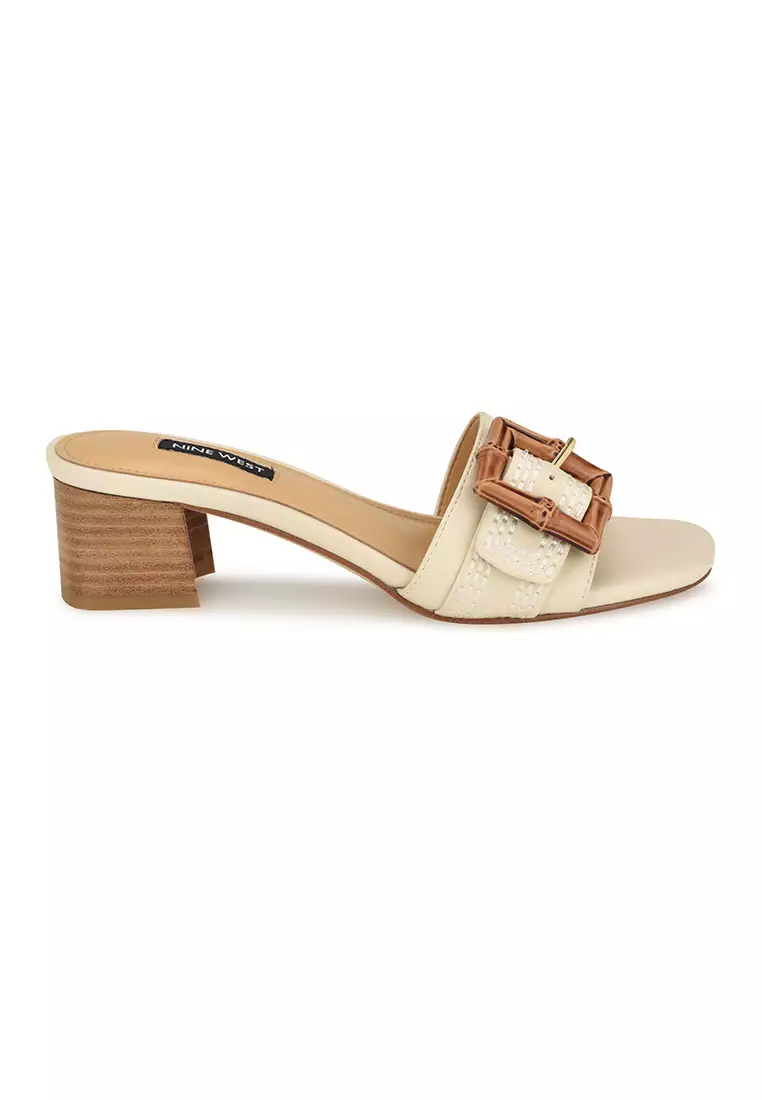 Discount on Nine West  shoes - SKU: Garta3 Buckle Slide Sandals Ivory