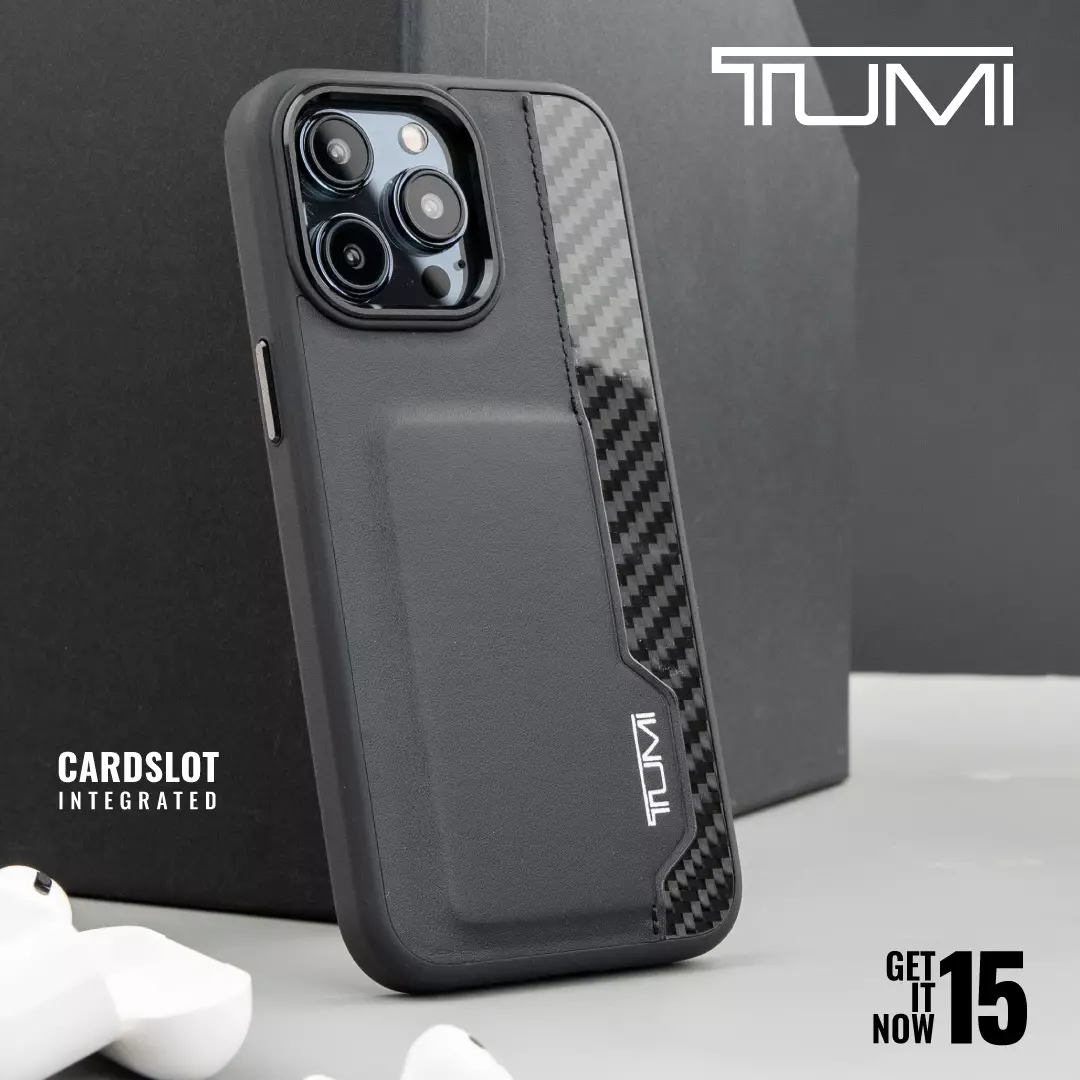 Jual Tumi Case IPhone 15 Pro TUMI Leather Vertical Cardslot Black