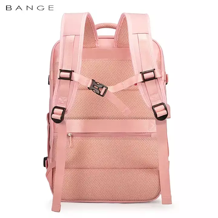 Bange BG1800 Tas Ransel Tas Travel Backpack Laptop Kerja Pria USB 17" - Pink