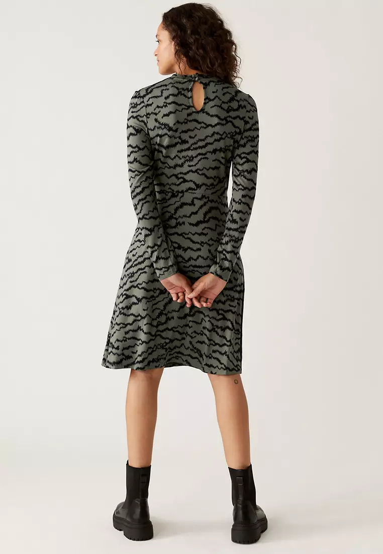 Jersey Printed High Neck Skater Dress