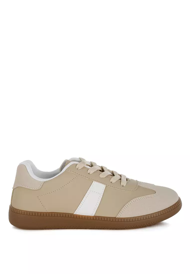Discount on London Rag  shoes - SKU: Classic Lace-Up Flatform Sneaker In Beige