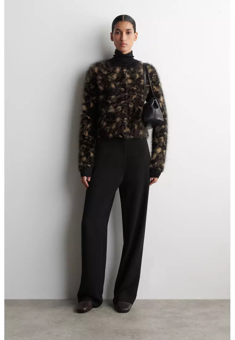 ANIMAL-JACQUARD MERINO WOOL CARDIGAN