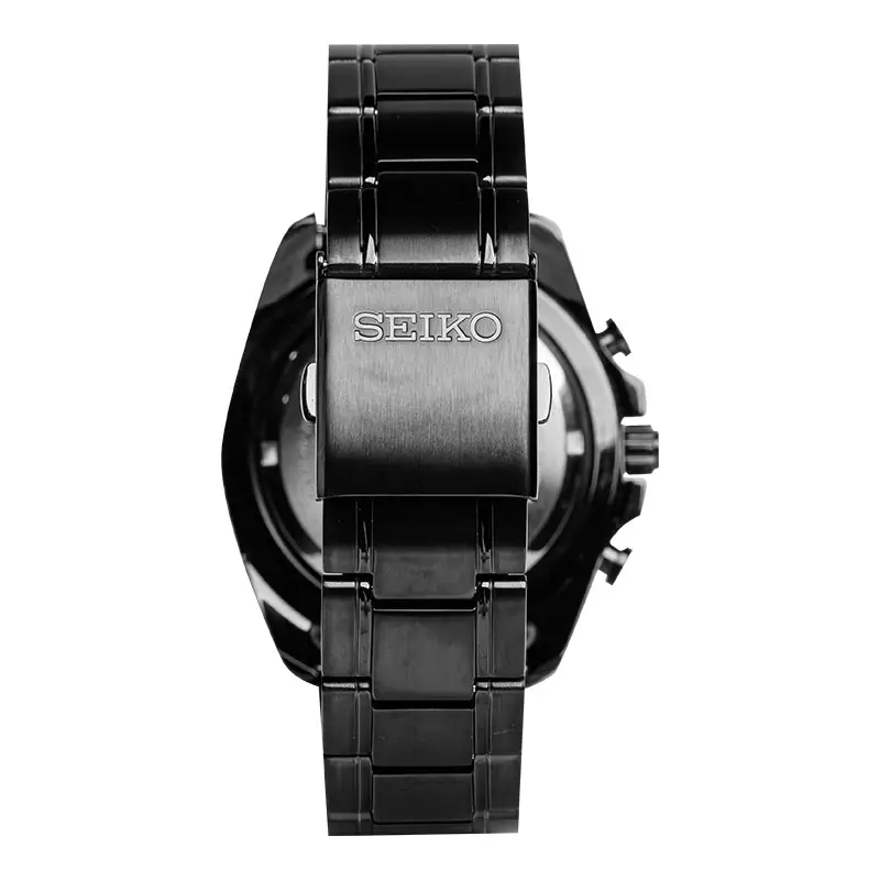 Jam Tangan Pria Seiko Chronograph SNDF27P1 Black Dial Gunmetal Stainless Steel Strap