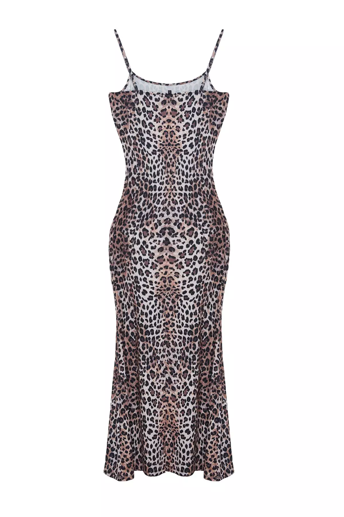 Brown Leopard Print Bodycone/Body-Fitting Strappy Knitted Maxi Dress Twoss23El2435