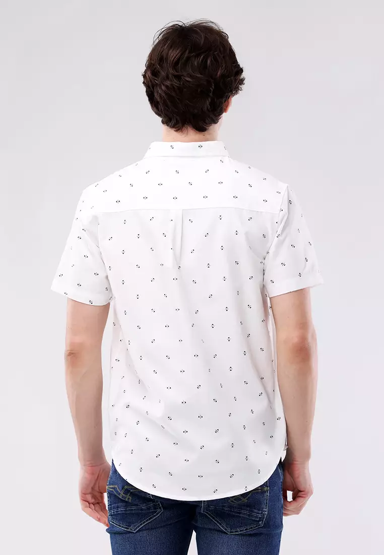 Woven Printed Poplin Short Sleeve Polo