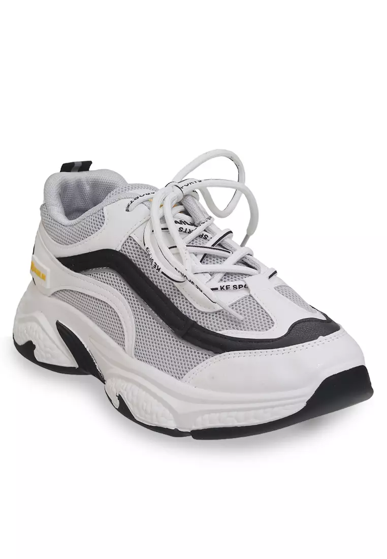 Anando Sepatu Sneakers Tali Pria Stylish Design Casual Sport Shoes Lighweight Material Mesh ORIGINAL - Gray White