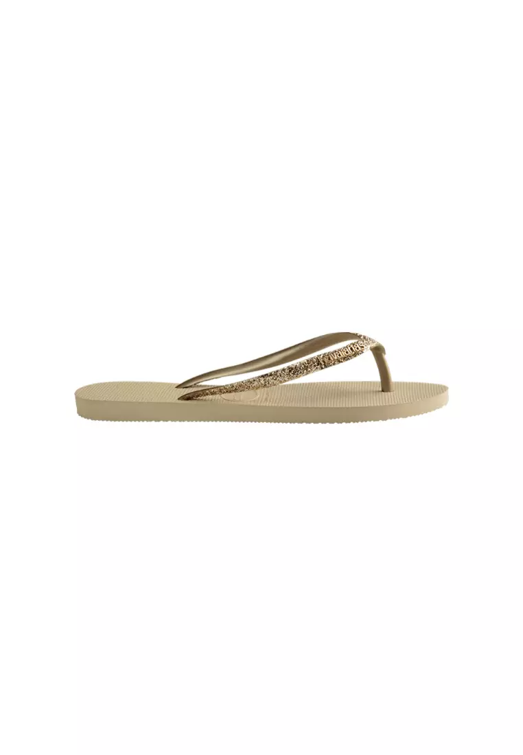 Havaianas Slim Glitter II 0154 Sand Grey - Sandal Jepit Wanita (Krem)
