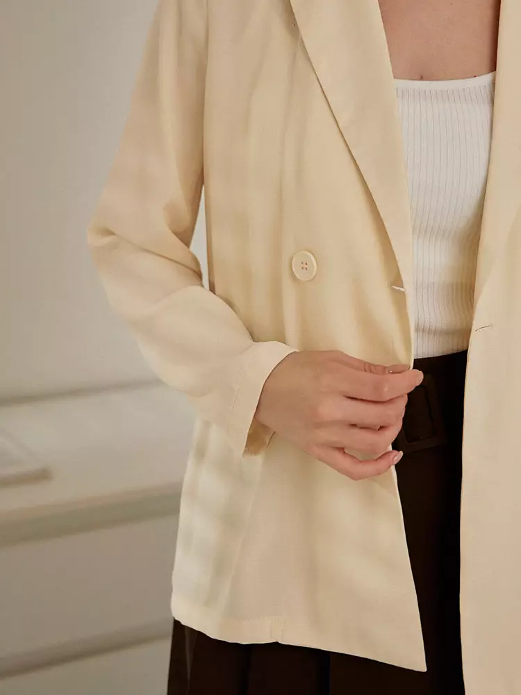 Shawl Lapel Double-Breasted Blazer [EA3618]