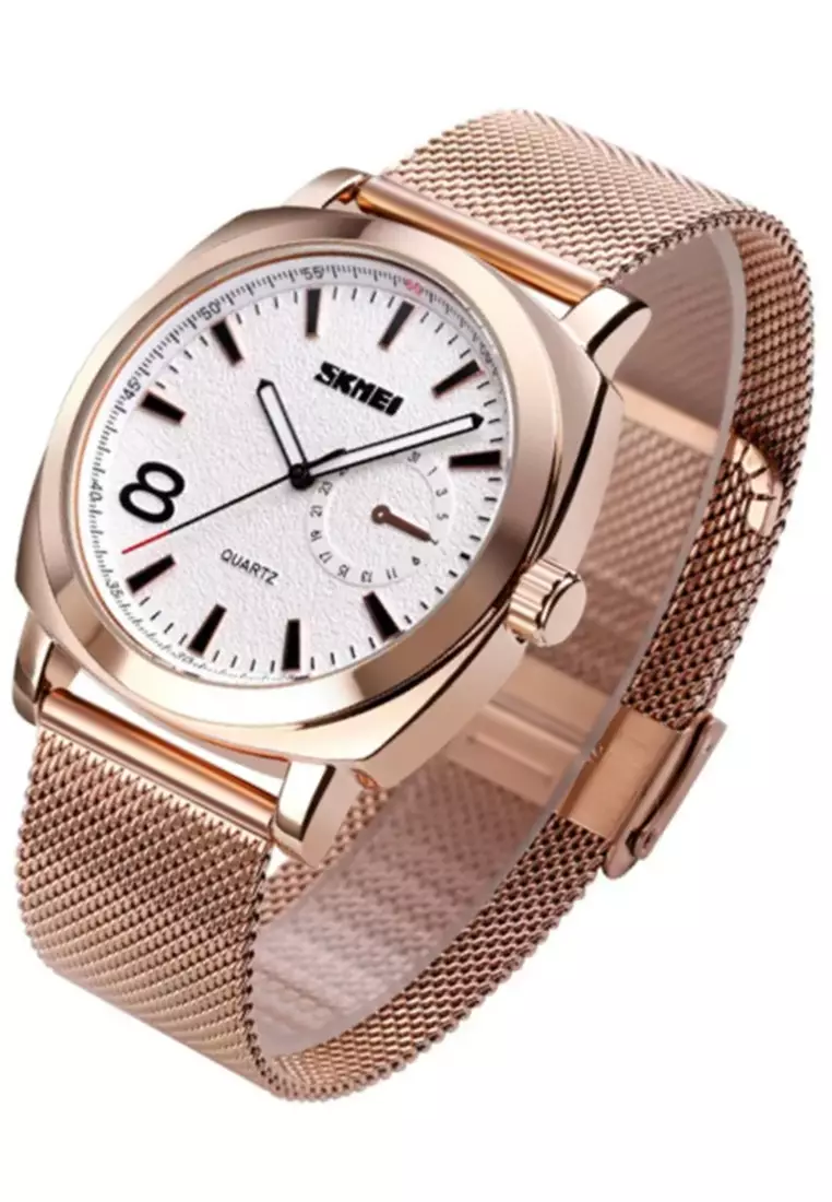 Jam Tangan Analog Pria Waterproof Strap Tali Material Stainless Steel DV22 ORIGINAL