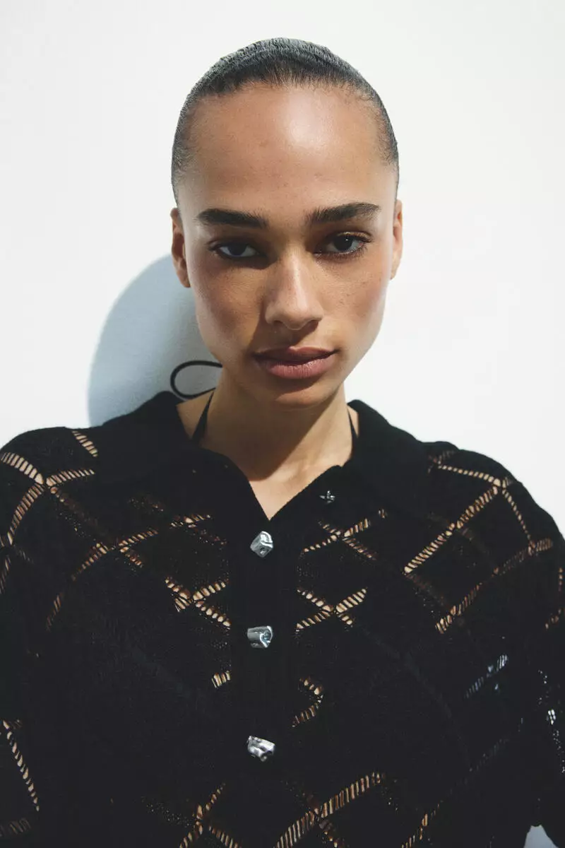 Crochet-look polo shirt