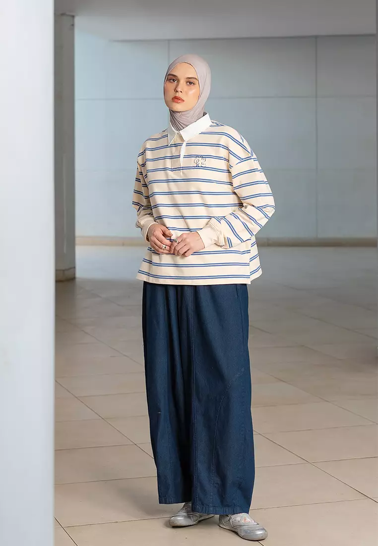 Kami Kumi Half Button T Shirt Top Cream