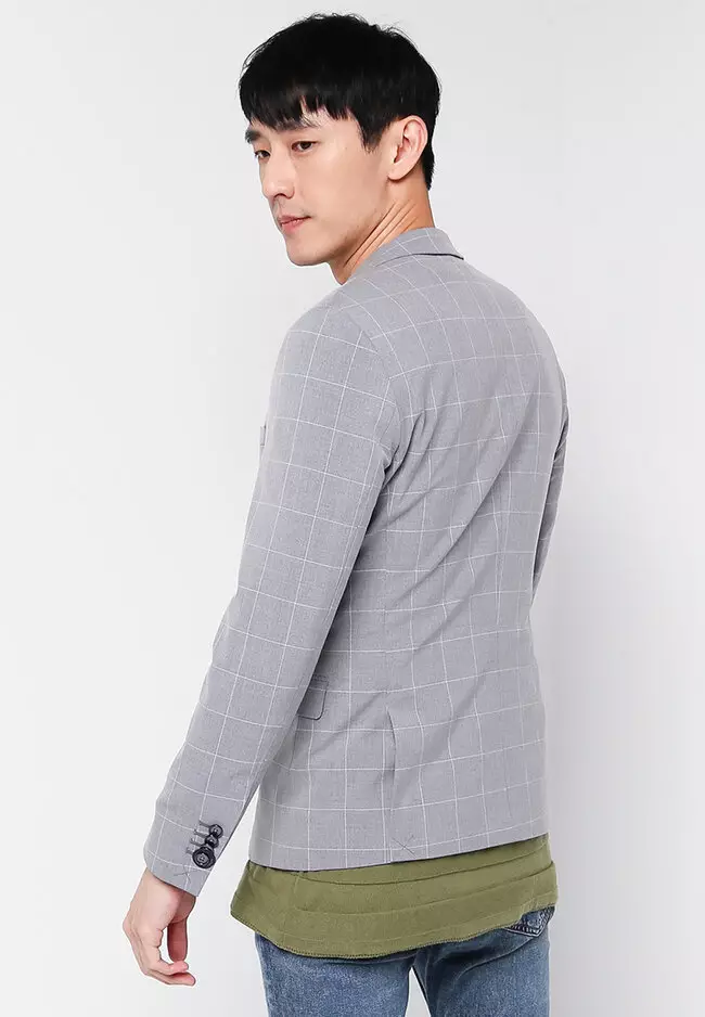 Super Slim-Fit Checked Tailored Blazer